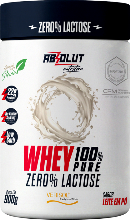 Whey Protein 100% Concentrado Sem Lactose Absolut Nutrition 900g (Pote)