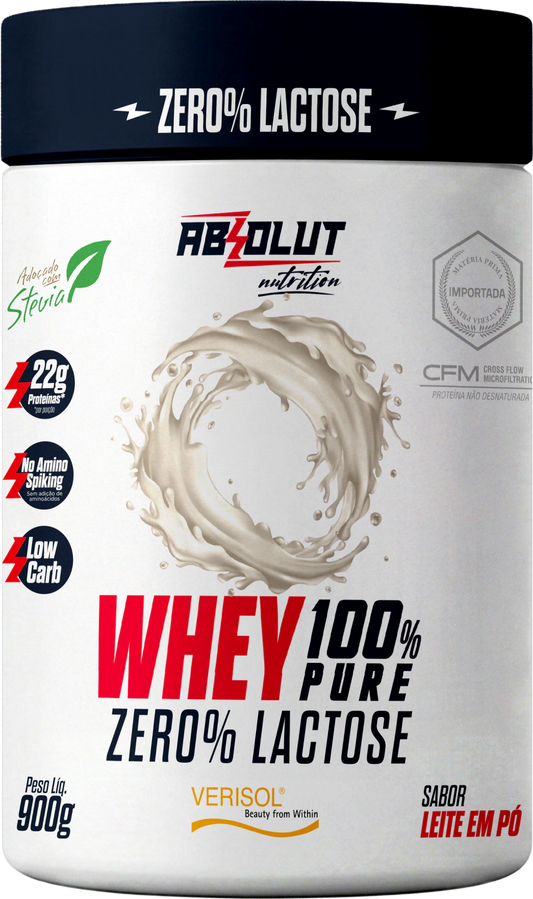 Whey Protein 100% Concentrado Sem Lactose Absolut Nutrition 900g (Pote)