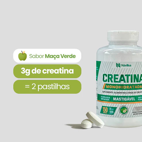 Creatina Mastigável Monohidratada 150 Comprimidos Návillus