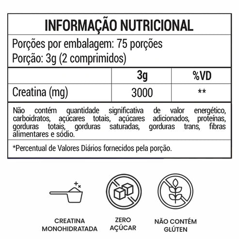 Creatina Mastigável Monohidratada 150 Comprimidos Návillus