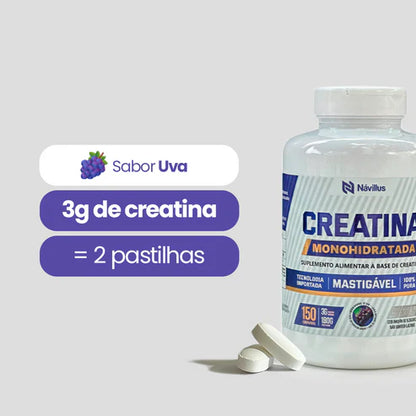 Creatina Mastigável Monohidratada 150 Comprimidos Návillus