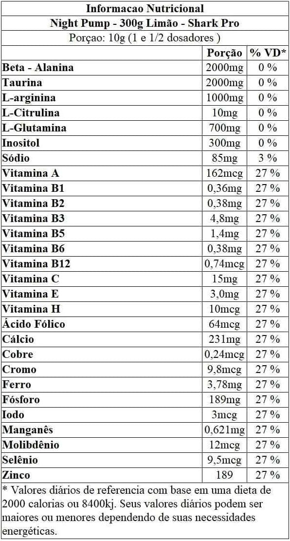 Pré-Treino Night Pump 300gr (Sem cafeína)