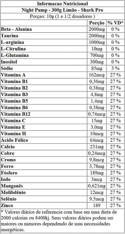 Pré-Treino Night Pump 300gr (Sem cafeína)