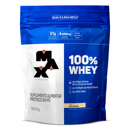 Whey Protein 100% Concentrado Max Titanium 900g (Refil)